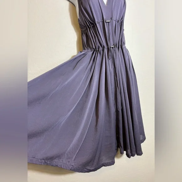 Lanvin Ete 2006 Y2K VTG 100% Silk Deep Lavender double drawstring waist dress 38 - Picture 2 of 12